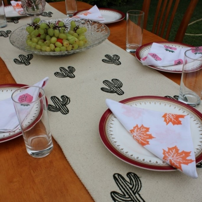 Cactus embroided Table Runner Cactus embroided Table Runner