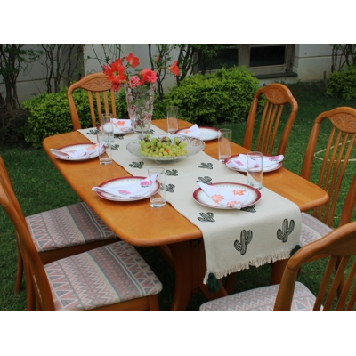 Cactus embroided Table Runner Cactus embroided Table Runner