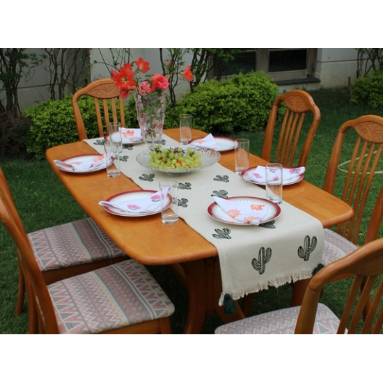 Cactus embroided Table Runner