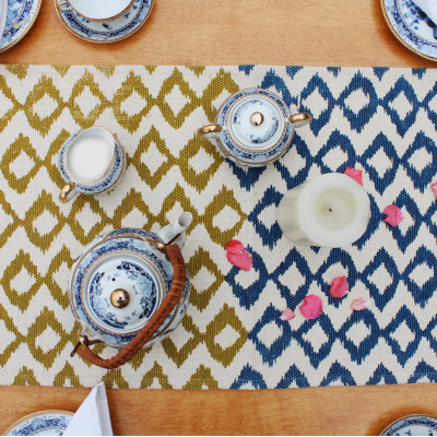 Dual Ikat printed Table Runner Dual Ikat printed Table Runner