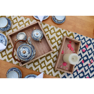 Dual Ikat printed Table Runner Dual Ikat printed Table Runner