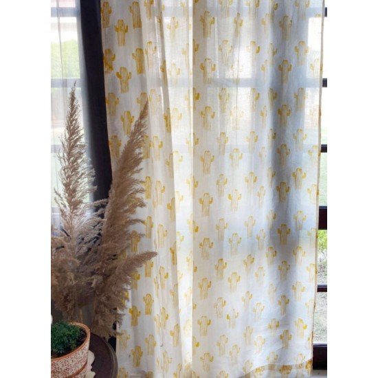 Amber Cactus Printed Curtain