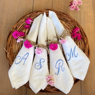 Embroidered Initials Napkins  (set of 6) Embroidered Initials Napkins  (set of 6)