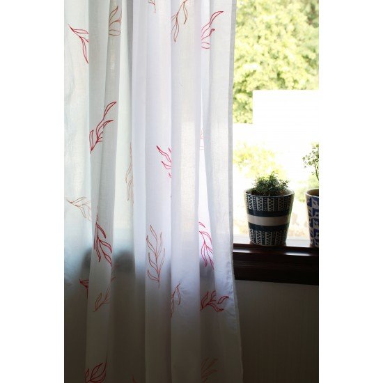 Blush Sage Leaf Embroidery Curtain