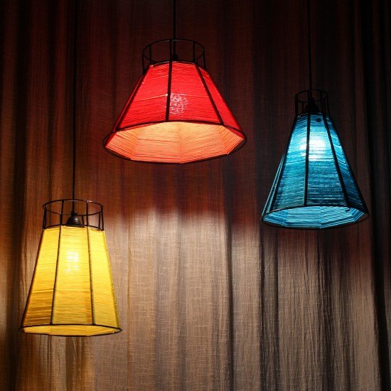 Woven Wire Hanging Lamp Blue