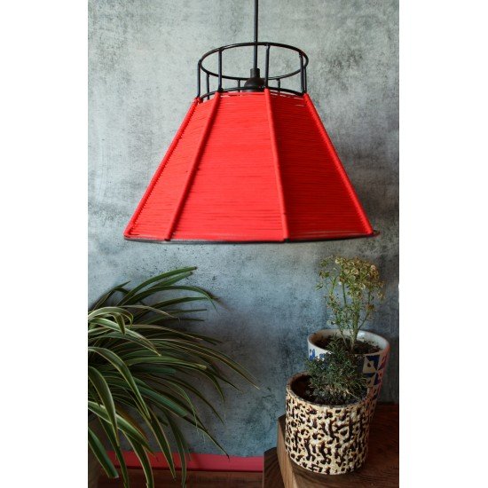 Woven Wire Hanging Lamp Red