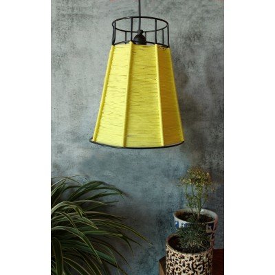 Woven Wire Hanging Lamp Yellow