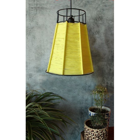 Woven Wire Hanging Lamp Yellow