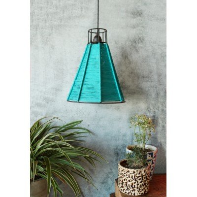 Woven Wire Hanging Lamp Blue