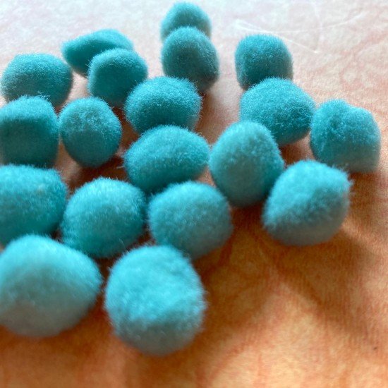 Blue coloured pompom 