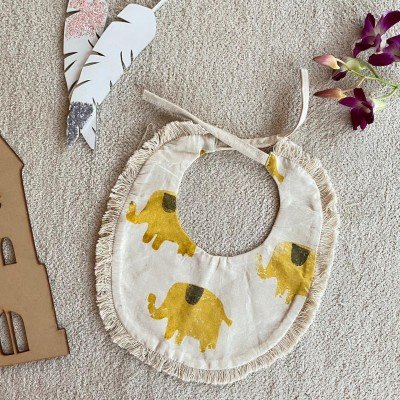 Elephant block printed bib Elephant block printed bib