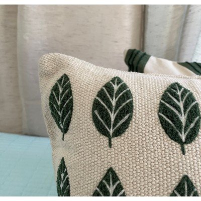 Leaf embroided Cushion Leaf embroided Cushion