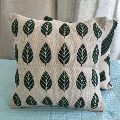 Leaf embroided Cushion Leaf embroided Cushion