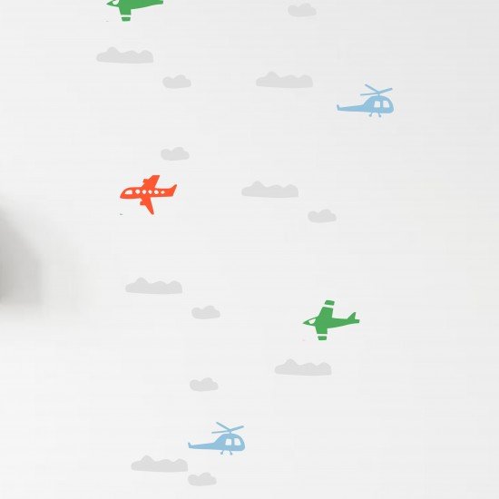 Aeroplane & Clouds Wall Decal