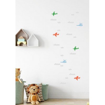 Aeroplane & Clouds Wall Decal Aeroplane & Clouds Wall Decal