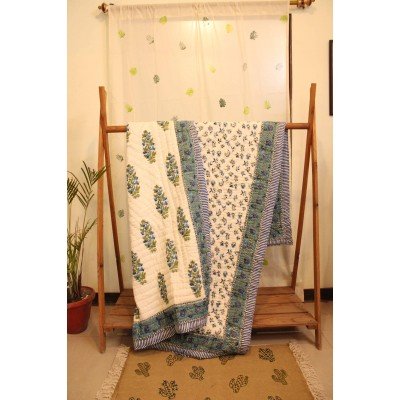 Orchid Block Printed Quilt Single Bed Orchid Block Printed Quilt Single Bed