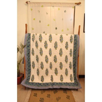 Orchid Block Printed Quilt Single Bed Orchid Block Printed Quilt Single Bed