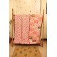 Pink Patchwork Block Printed Quilt Single Bed