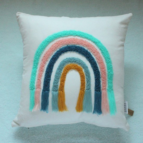 Colourful Rainbow embroidered Cushion