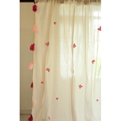 Butterfly applique Curtain with tassels