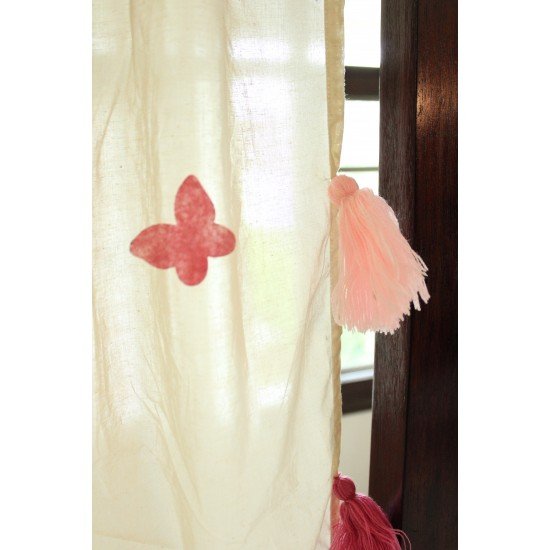 Butterfly applique Curtain with tassels