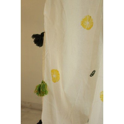 Lemon block printed curtain with tassles