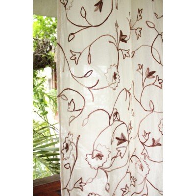 Flower Embroidery Curtain Brown Flower Embroidery Curtain Brown