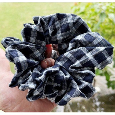 Sapphire Blue Gingham Scrunchie Sapphire Blue Gingham Scrunchie