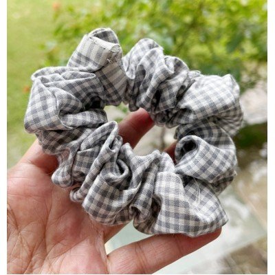 Grey Gingham Scrunchie Grey Gingham Scrunchie
