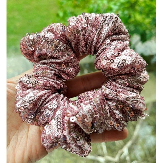 Pink Sequin Scrunchie