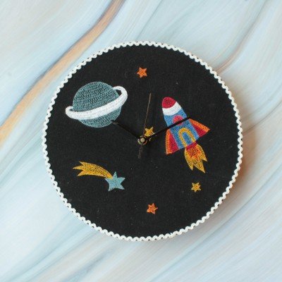 Space Embroidered Clock Space Embroidered Clock