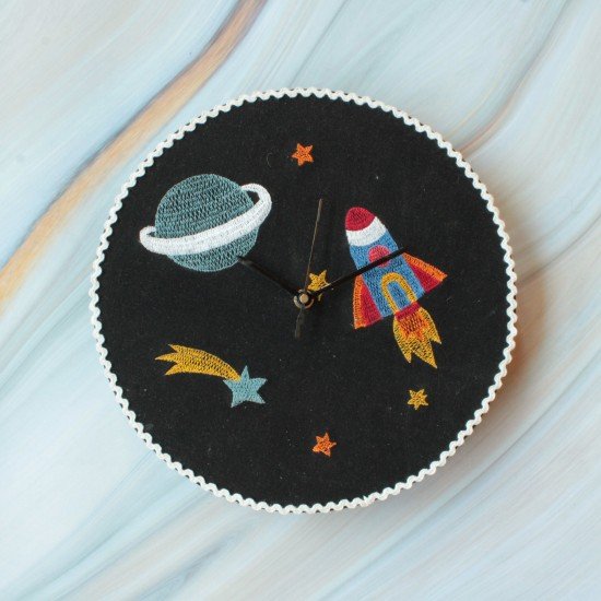 Space Embroidered Clock