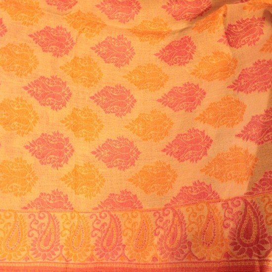 Pink Yellow Motif Kani Multicolour Stole