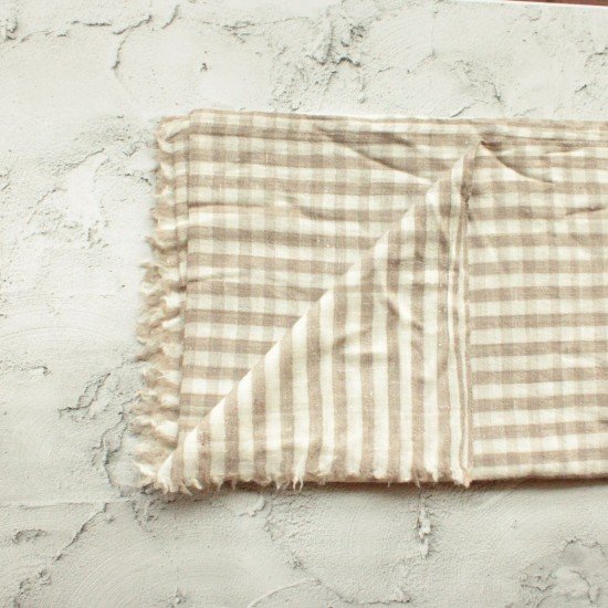 Beige check and Stripes Kani Stole