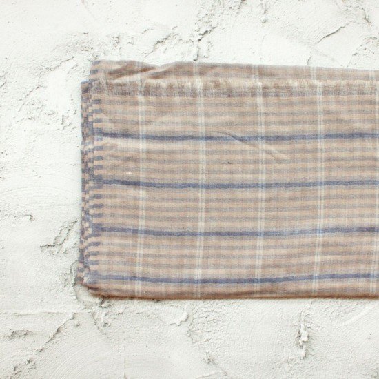 Blue on Beige check Kani Stole