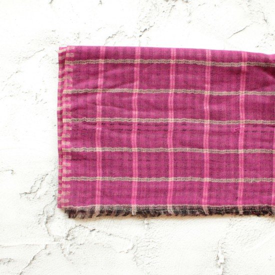 Deep Pink check Kani Stole