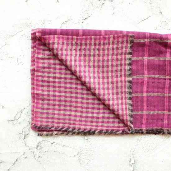 Deep Pink check Kani Stole