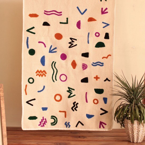 Multi Abstract Boho Embroidery Rug