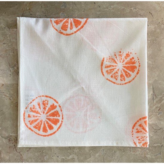 Orange Printed Napkins(Set of 6)