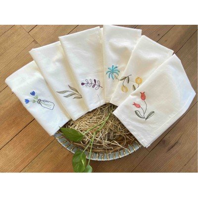 Tulip Emdroidered Napkin(Set of 6) Tulip Emdroidered Napkin(Set of 6)
