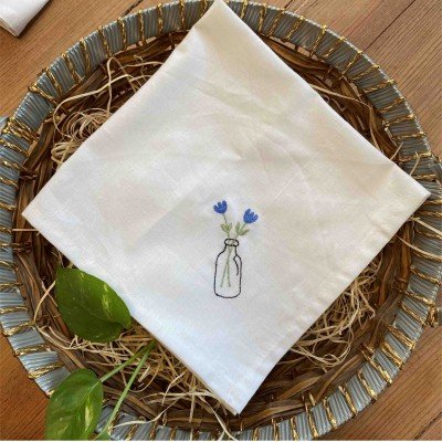 Flower Vase Emdroidered Napkin(Set of 6) Flower Vase Emdroidered Napkin(Set of 6)