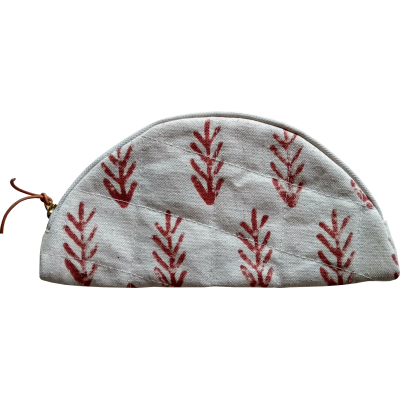 Leaf Block Printed Semi Circle Pouch Leaf Block Printed Semi Circle Pouch