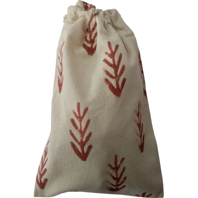 Leaf Block printed Drawstring Bag Leaf Block printed Drawstring Bag