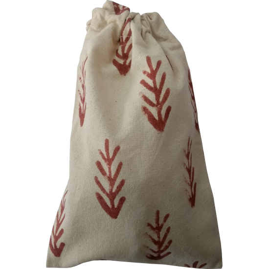 Leaf Block printed Drawstring Bag
