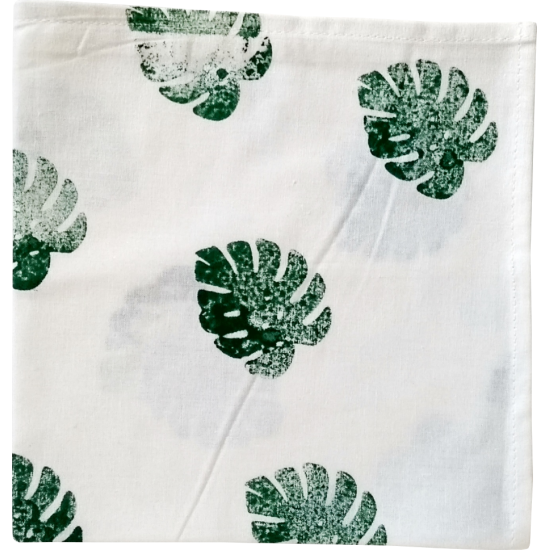 Palm Green Leaf Block Printed Napkin(Set of 6)