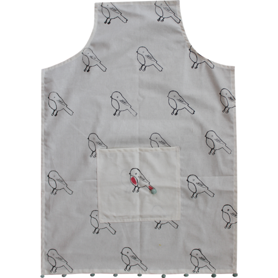 Bird block printed Apron