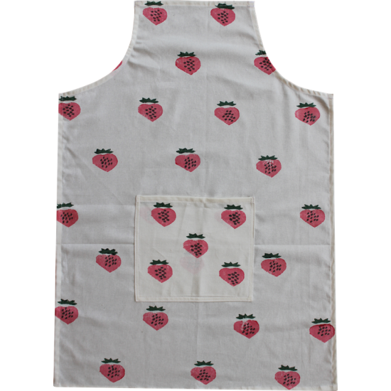 Strawberry block printed apron