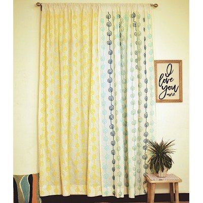Helix Yellow Embroidered Curtain