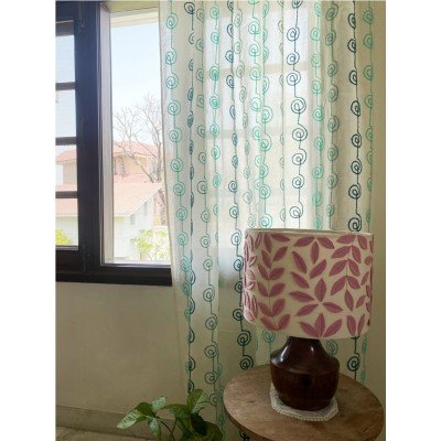 Helix Blue Embroidered Curtain