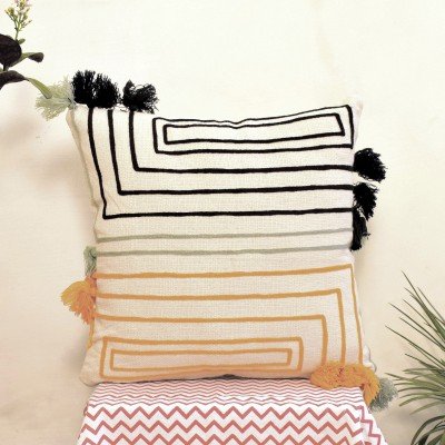 Abstract Rectangle Embroidered Cushion